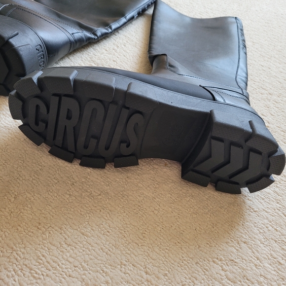 CIRCUS BY SAM EDELMAN Dollie Faux Leather Chunky Black Platform Knee High Boots - Picture 5 of 9